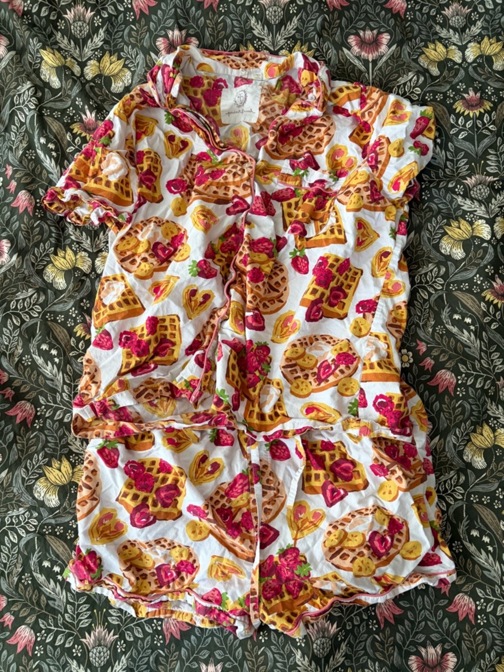 Printfresh waffles in bed cotton short pajamas - L